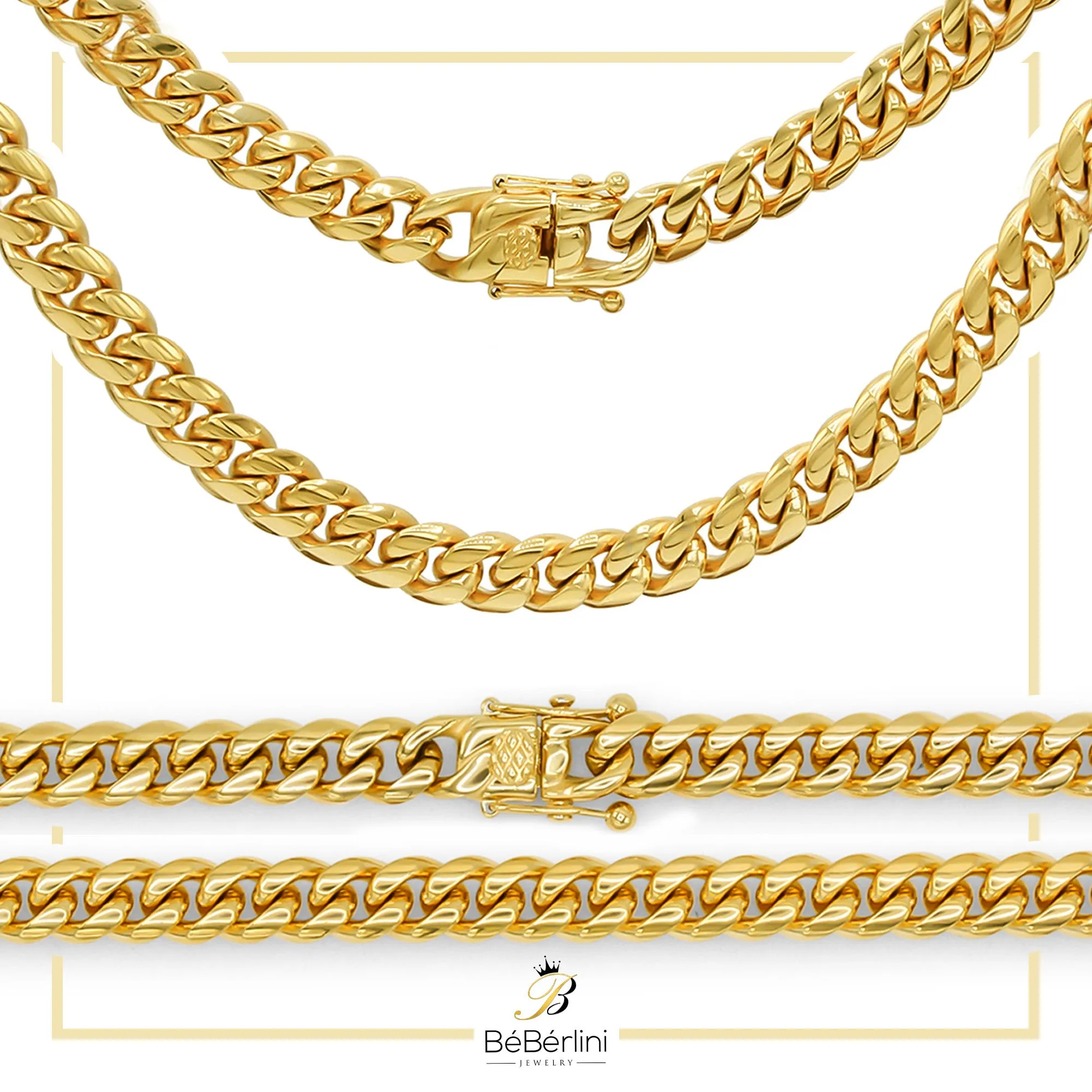 14K Gold Plated Cuban Link Chain Necklace 30" For Men 5 - 18 mm
