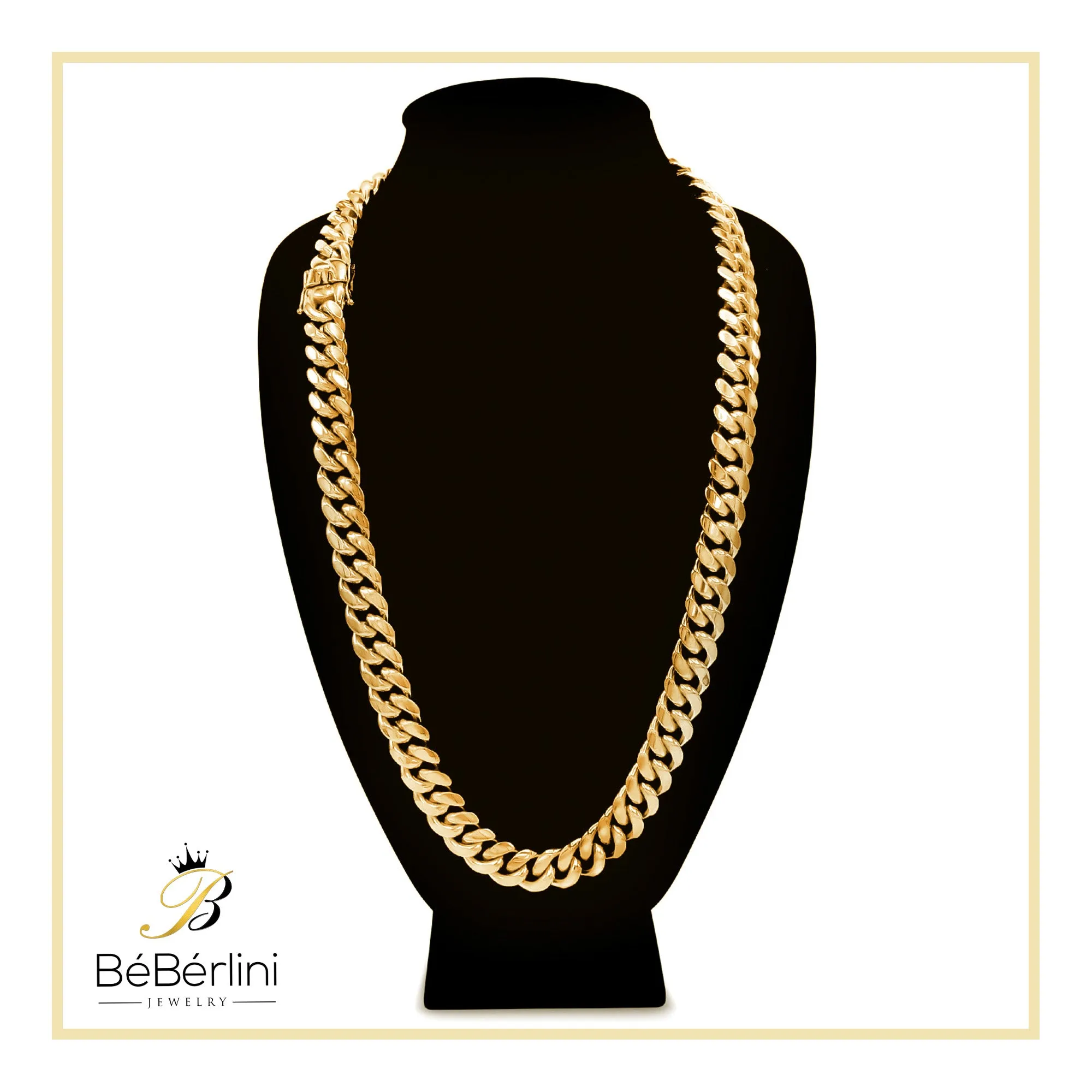 14K Gold Plated Cuban Link Chain Necklace 30" For Men 5 - 18 mm