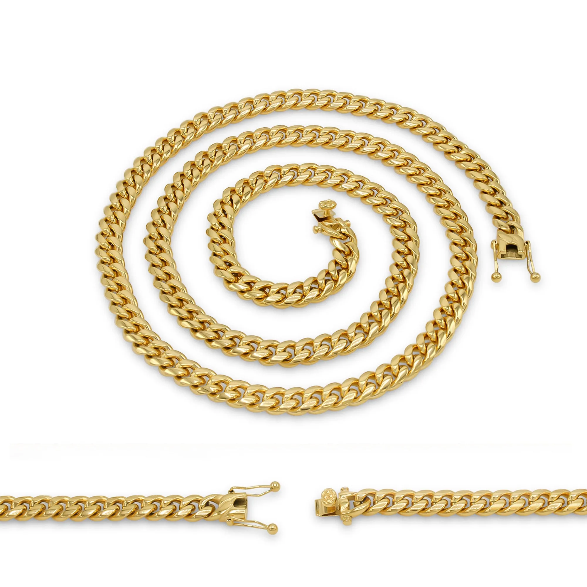 14K Gold Plated Cuban Link Chain Necklace 30" For Men 5 - 18 mm