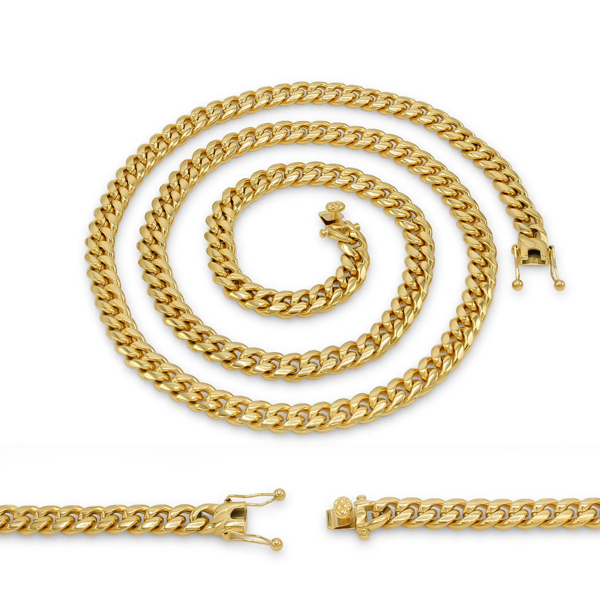 14K Gold Plated Cuban Link Chain Necklace 30" For Men 5 - 18 mm