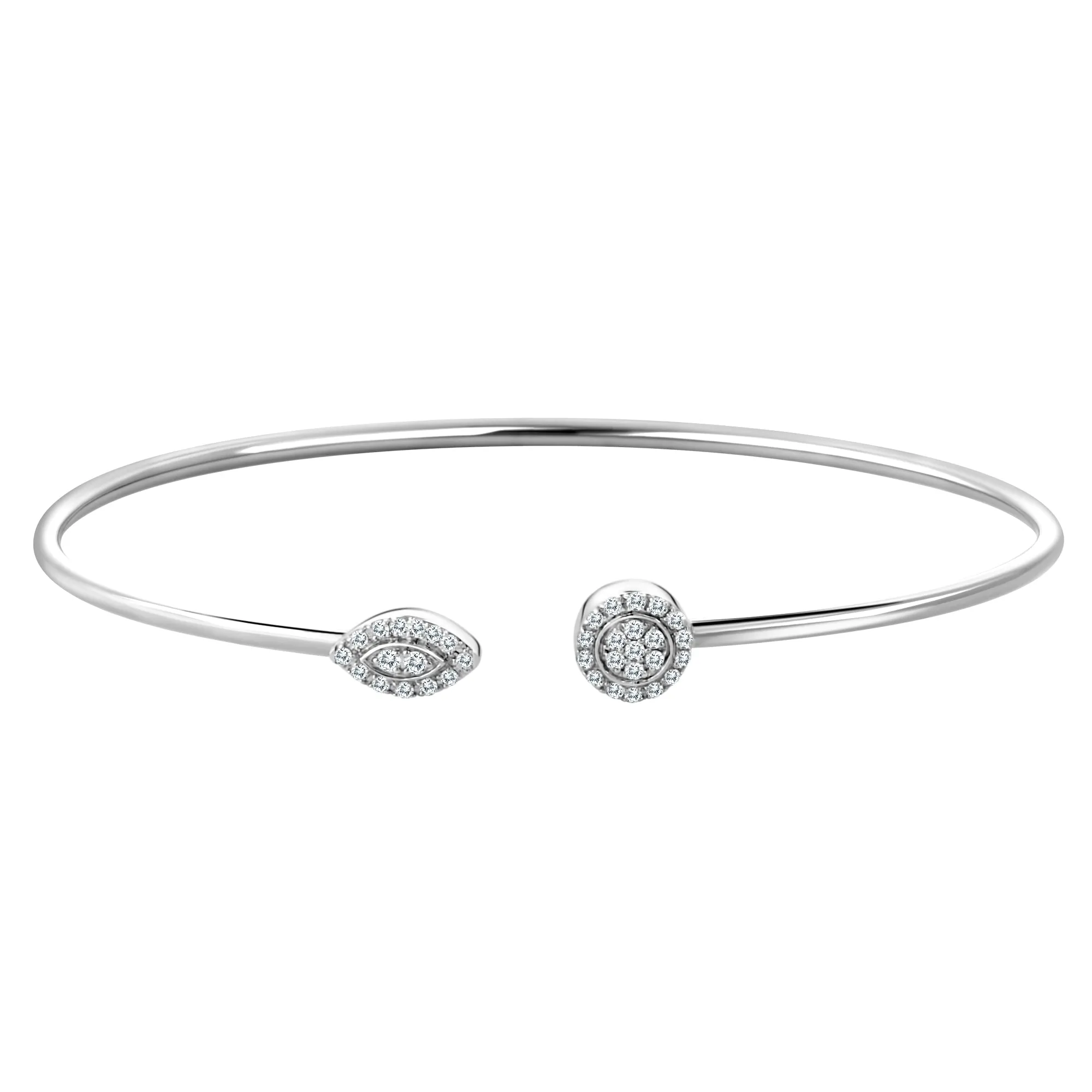 14KW 35D0.20CT MARQUIE & ROUND ELEMENT BANGLE (118B400073W14)
