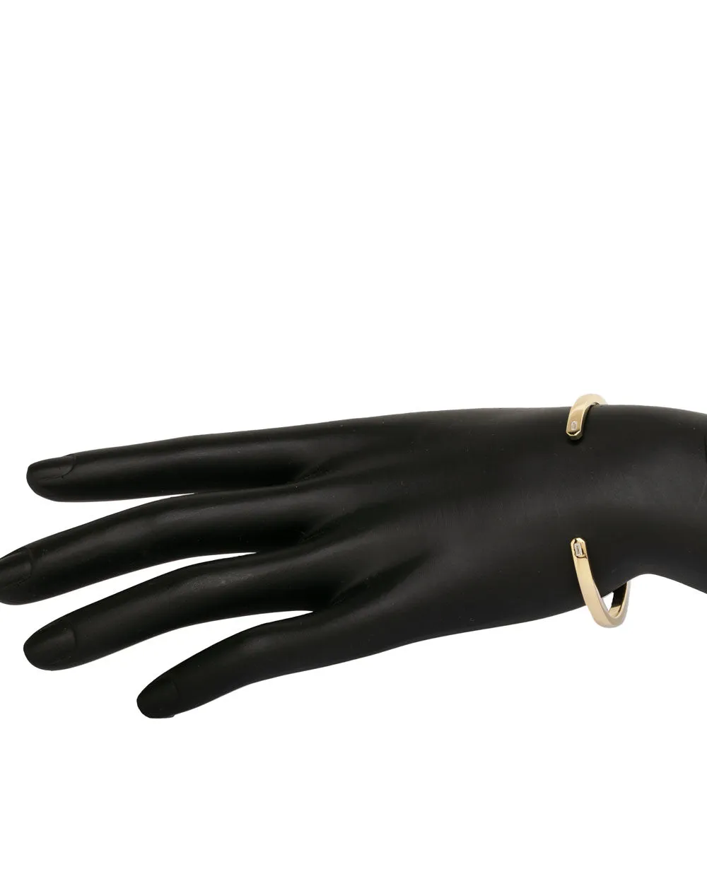 18k Yellow Gold Cuff with 2 Baguette Diamonds