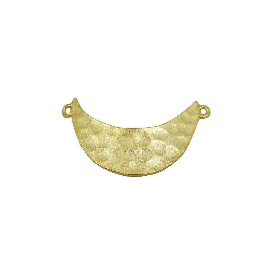 34x20mm Satin Silver Textured Crescent Connector