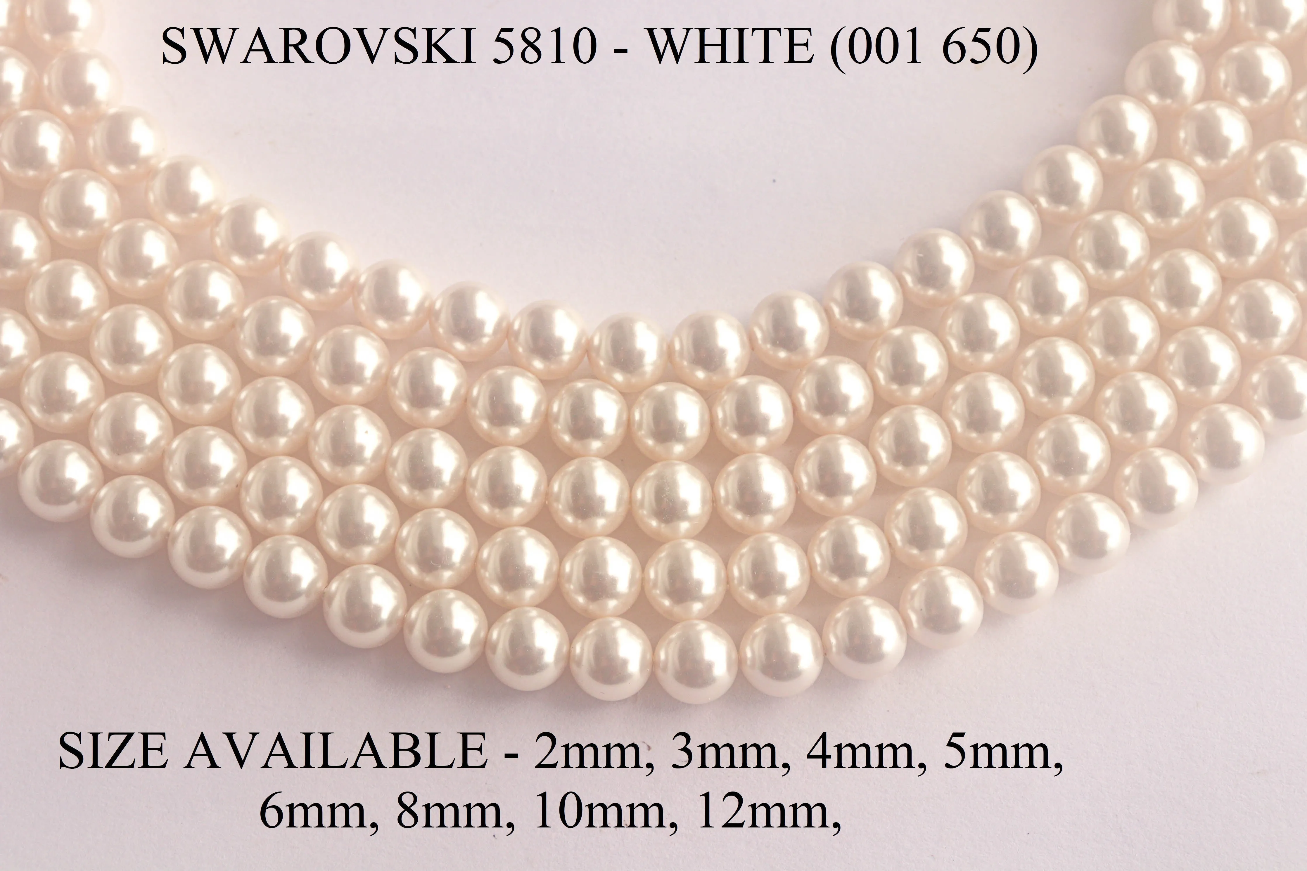 3mm Crystal White (001 650) Genuine Swarovski 5810 Pearls Round Beads jewelry making