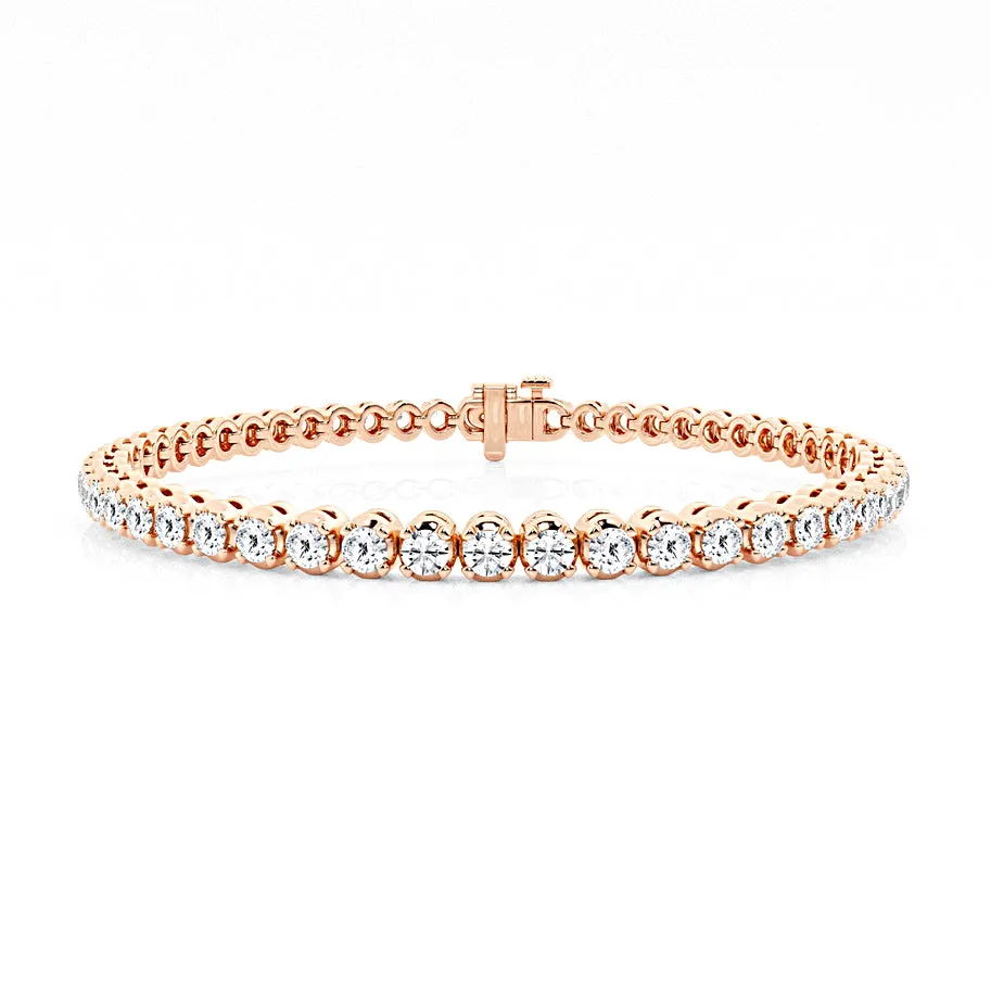 4.00 Carat tw Beautiful Rose Gold Round Brilliant Cut Shiny Diamond Ladies Tennis Bracelet.Secure Double Clasp.