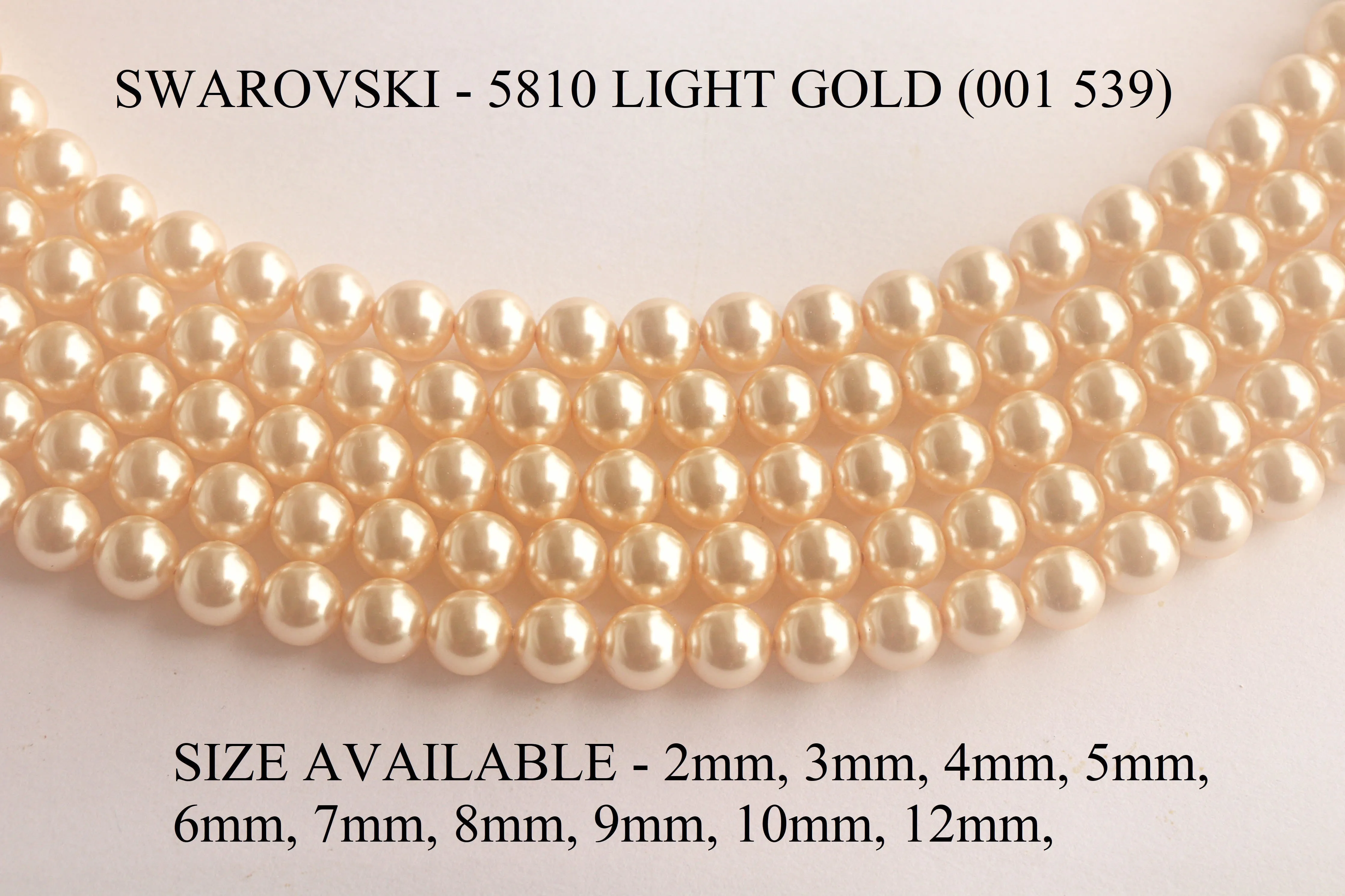 4mm Crystal Light Gold (001 539) Genuine Swarovski 5810 Pearls Round Beads