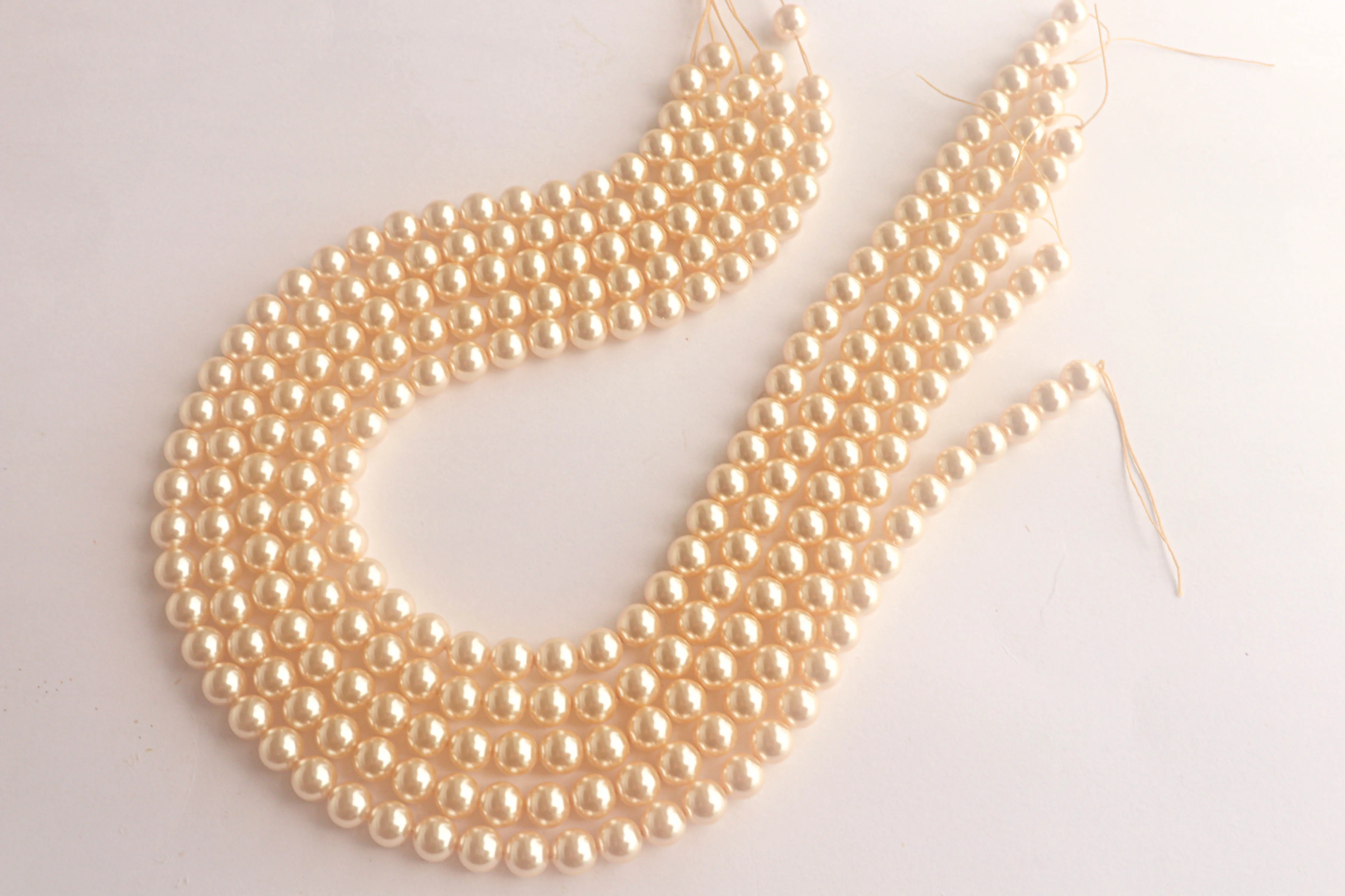 6mm Crystal Light Gold (001 539) Genuine Swarovski 5810 Pearls Round Beads