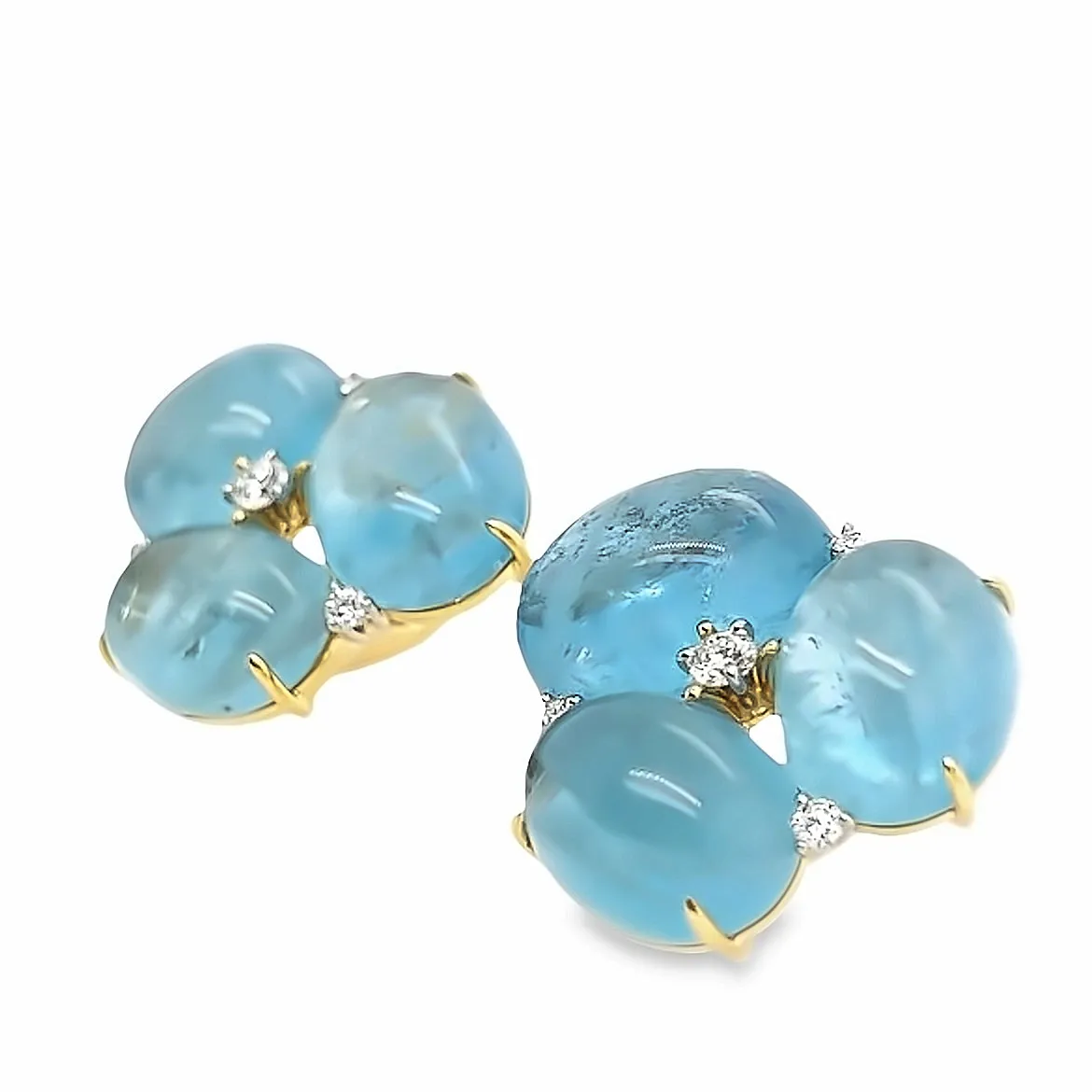 Aquamarine and Diamond Cluster Verdura Earrings