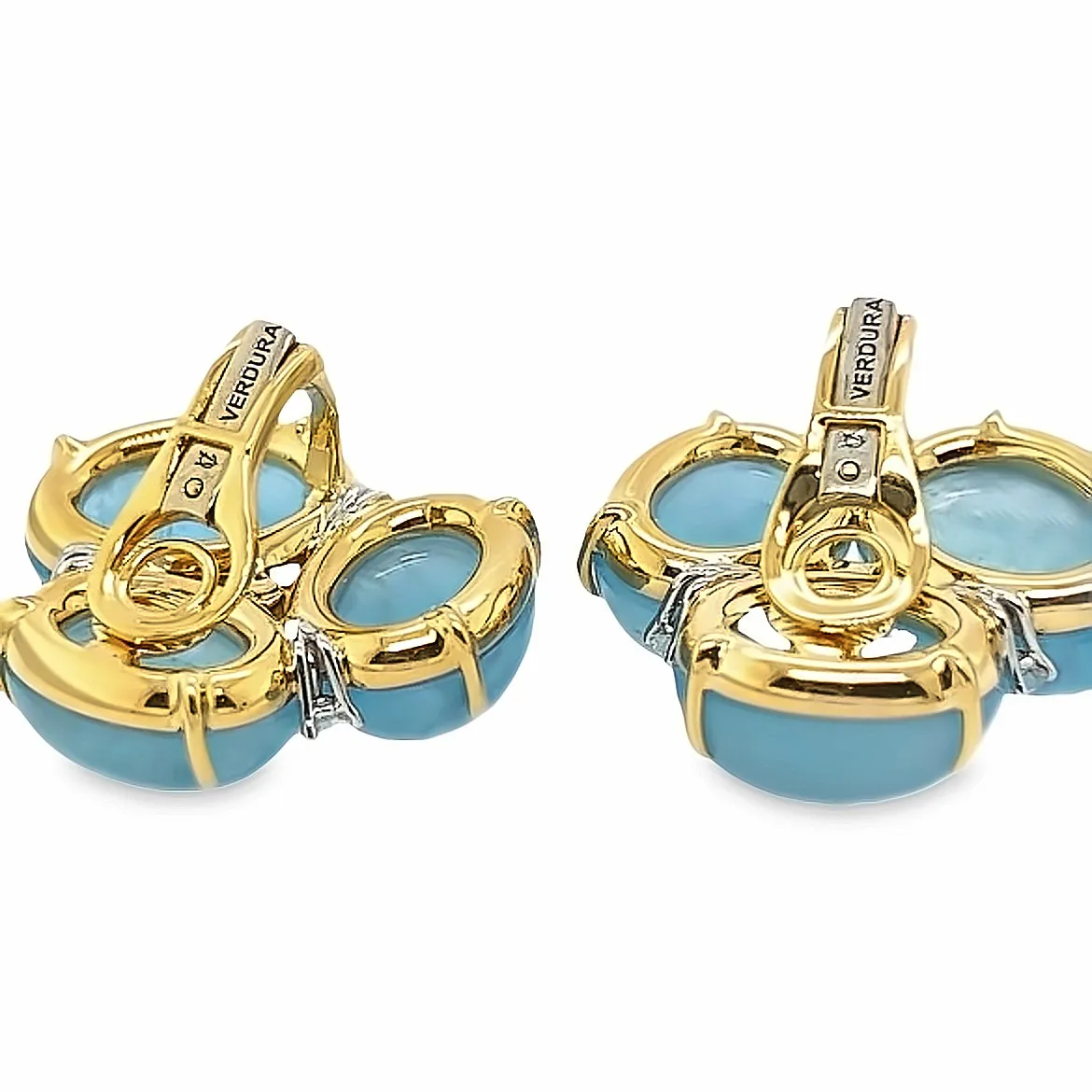 Aquamarine and Diamond Cluster Verdura Earrings