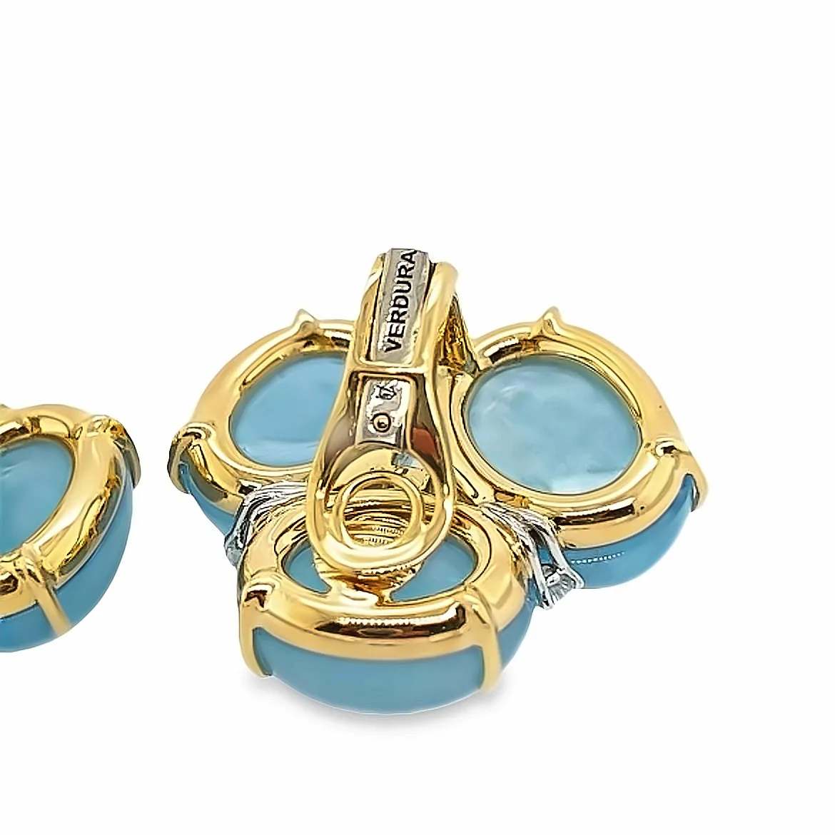Aquamarine and Diamond Cluster Verdura Earrings