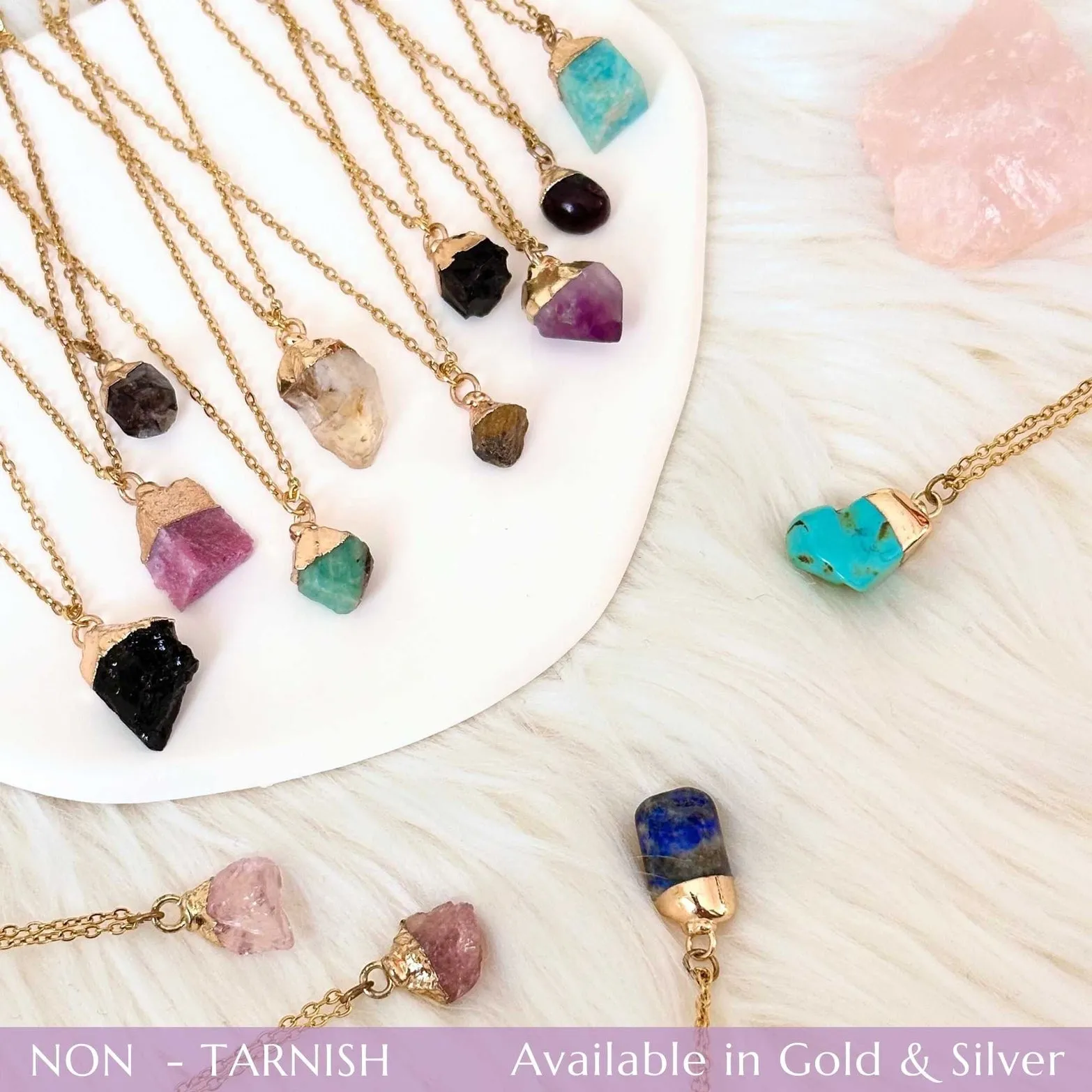 Aryenne Raw Clear Quartz Crystal Gold Necklace