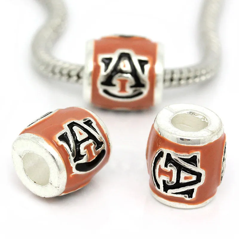 Auburn University Football Team Logo European Bead For European Charm Bracelets