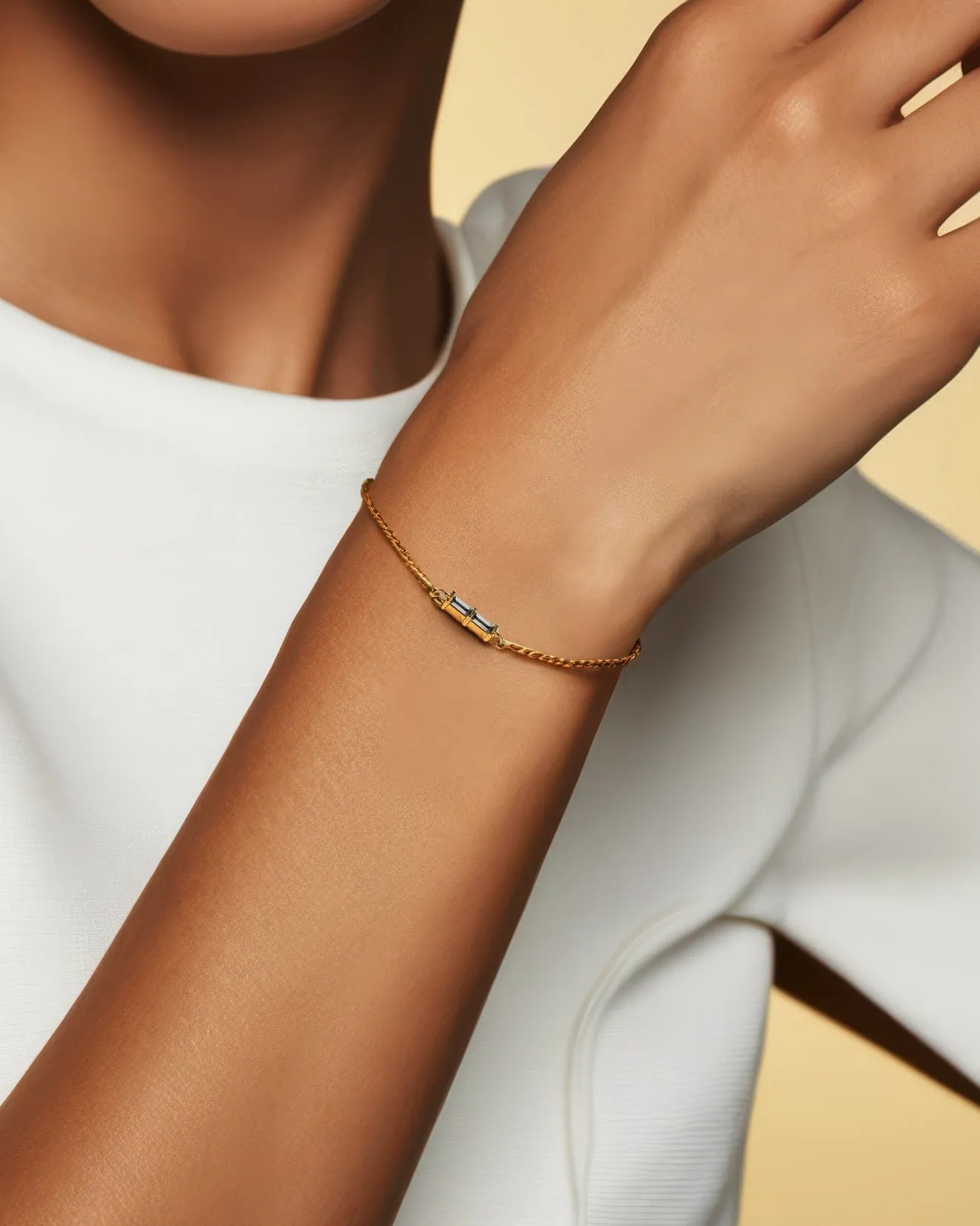 Baguette Diamond 14K Gold Chain Bracelet