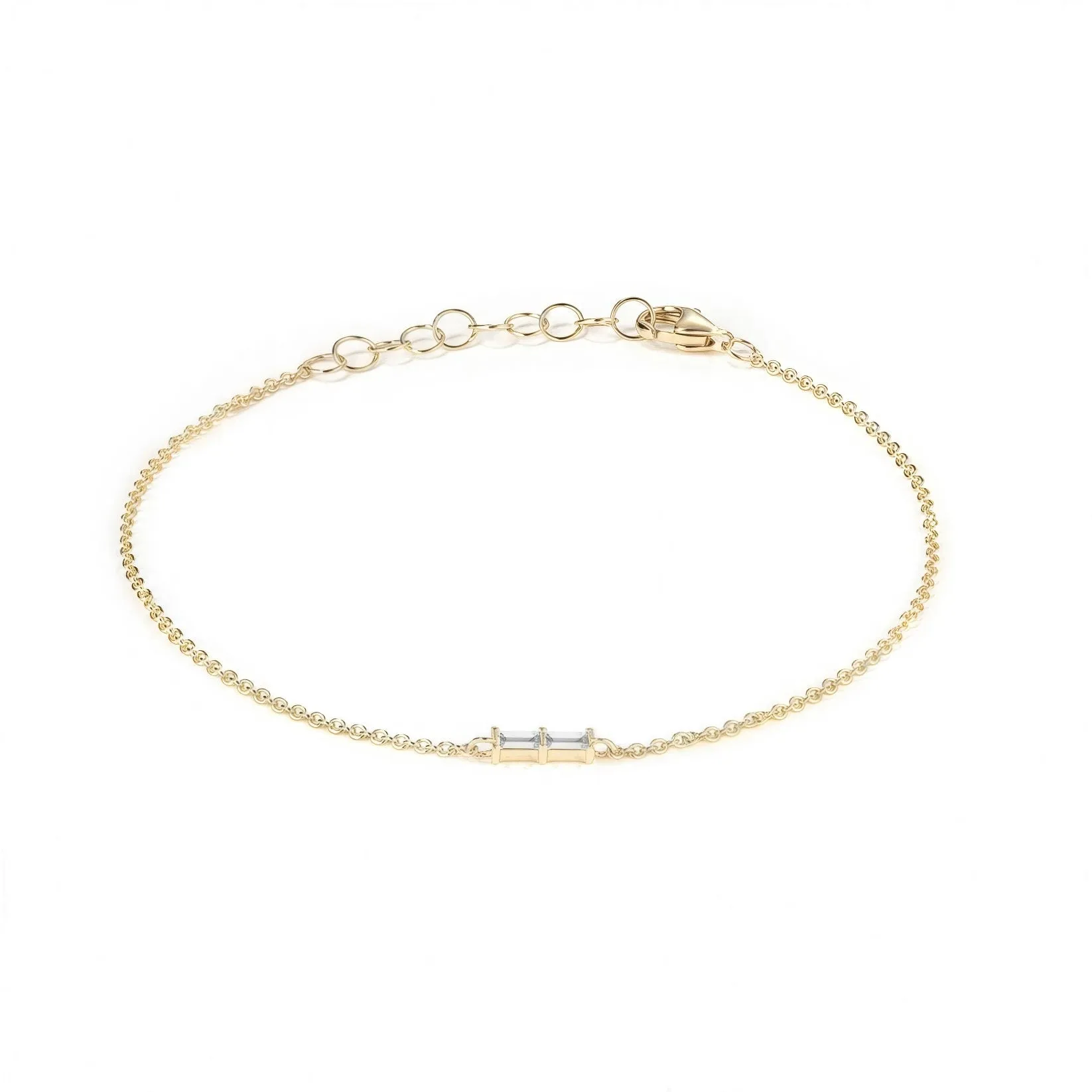 Baguette Diamond 14K Gold Chain Bracelet