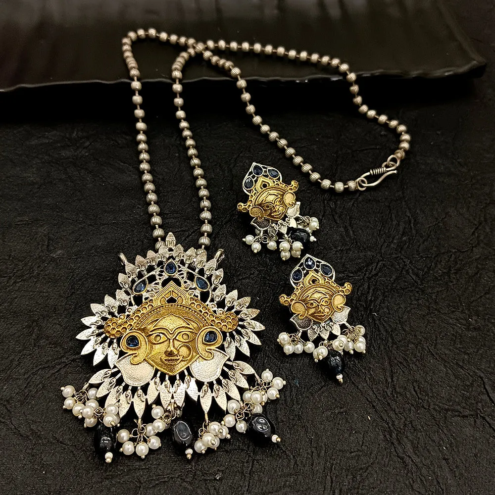 Bhavi Jewel 2 Tone  Plated  Temple And Pearl Necklace Set