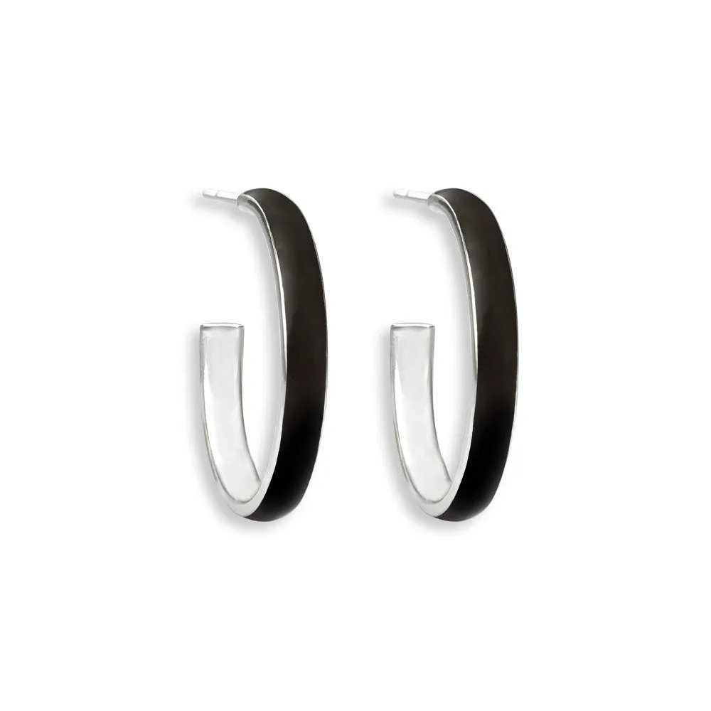 Black Enamel Hoop Earrings