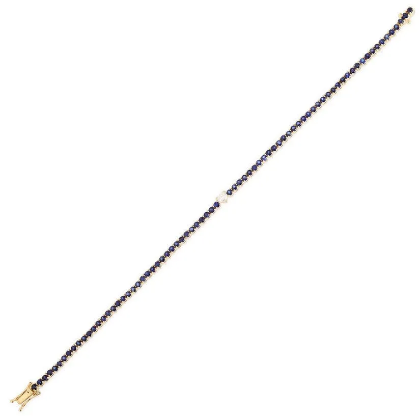 Blue Sapphire Diamond Tennis Bracelet