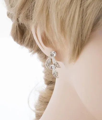 Bridal Wedding Jewelry Set Crystal Rhinestone Extravagant Chic Necklace Silver