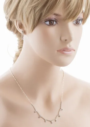 Bridal Wedding Jewelry Set Crystal Rhinestone Vintage Chic Necklace Silver
