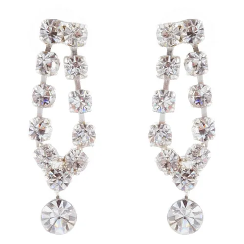 Bridal Wedding Jewelry Set Crystal Rhinestone Vintage Chic Necklace Silver