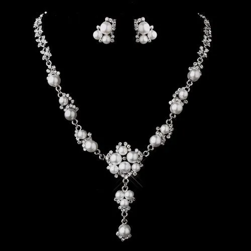 Bridal Wedding Jewelry Set Rhinestone Pearl Chic Y Drop