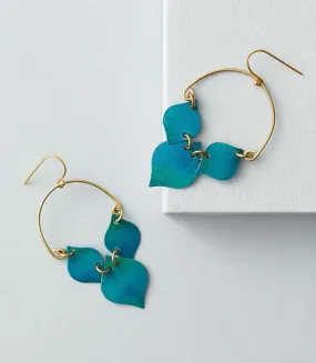 Chameli Earrings Teal Leaf