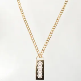 Chanel 2002 Made Rhinestone Cc Plate Chain Necklace Soft Pink