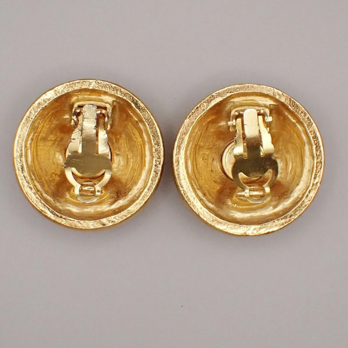 Chanel Cc Logo Round Button Earrings