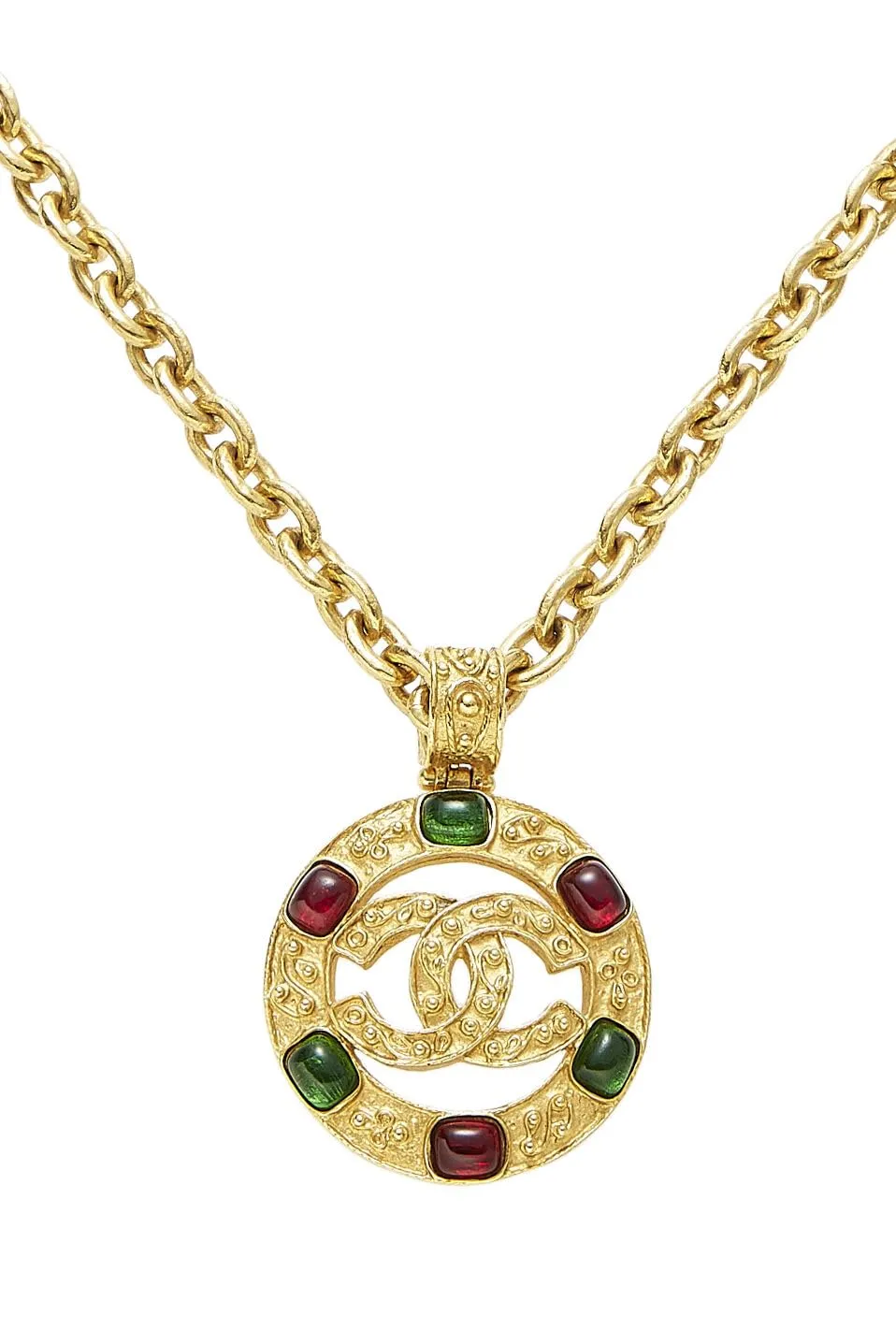 Chanel,  Gold & Multicolor Gripoix Filigree Necklace Large, Gold