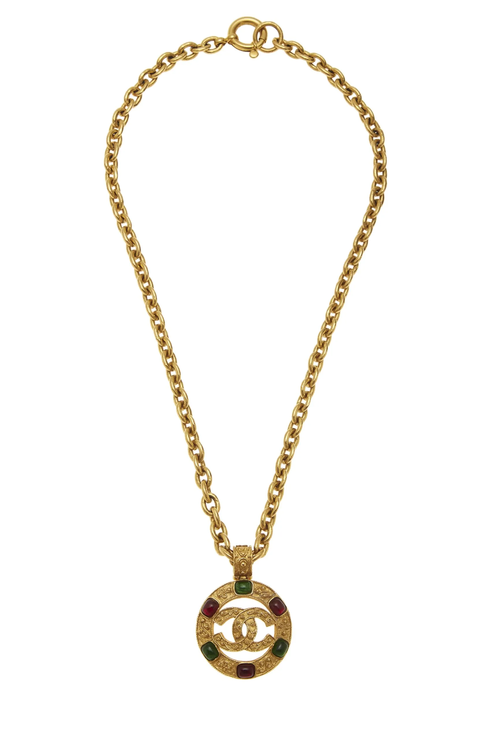 Chanel,  Gold Filigree & Multicolor Gripoix Necklace, Gold