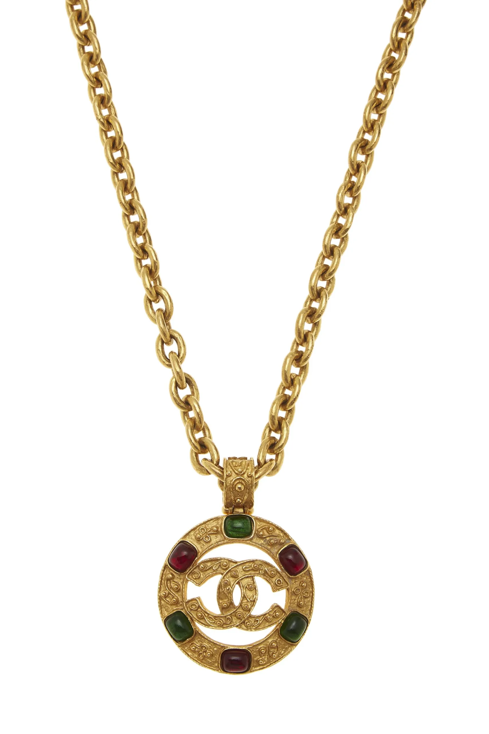 Chanel,  Gold Filigree & Multicolor Gripoix Necklace, Gold