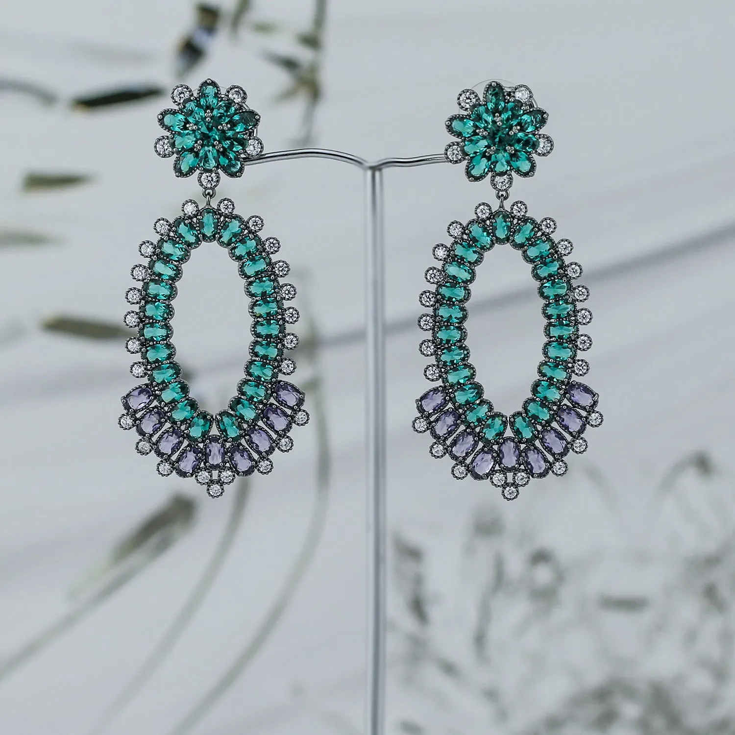 Charming Cubic Zirconia CZ Dangle Water Drop Earrings CE10903