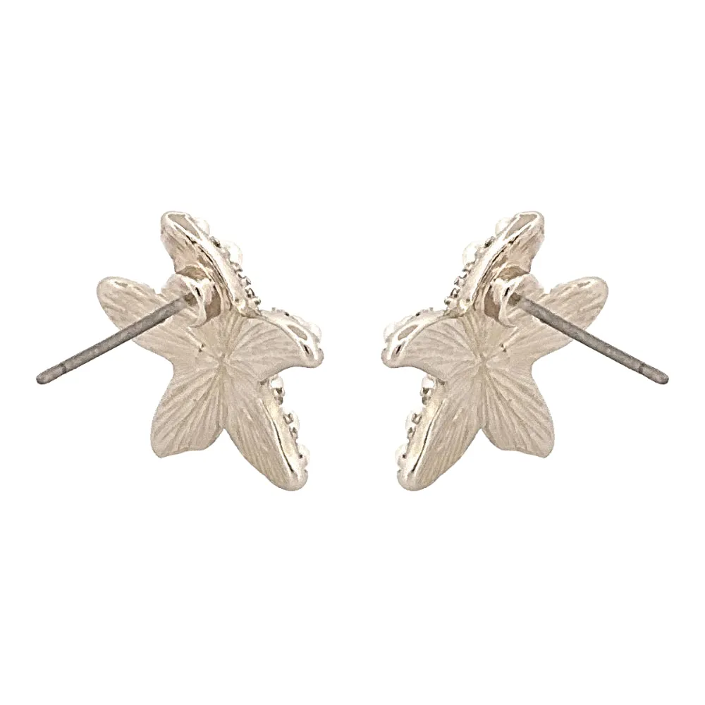 Chic Fashion Ocean Starfish Faux Pearl Stud Earrings