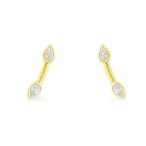 Climber Earrings with Pear - Yellow Silver