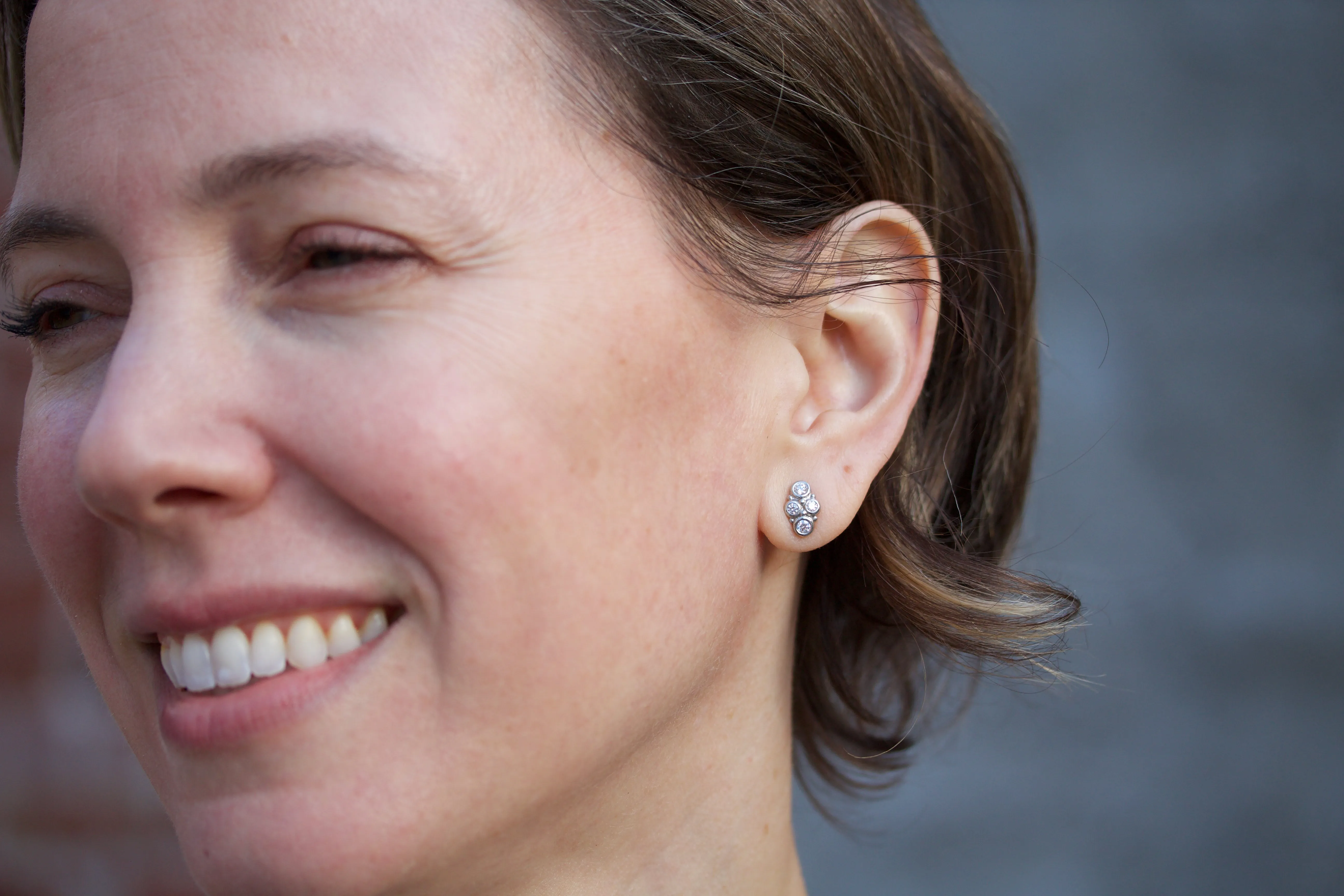 Cluster Diamond Earrings in Platinum