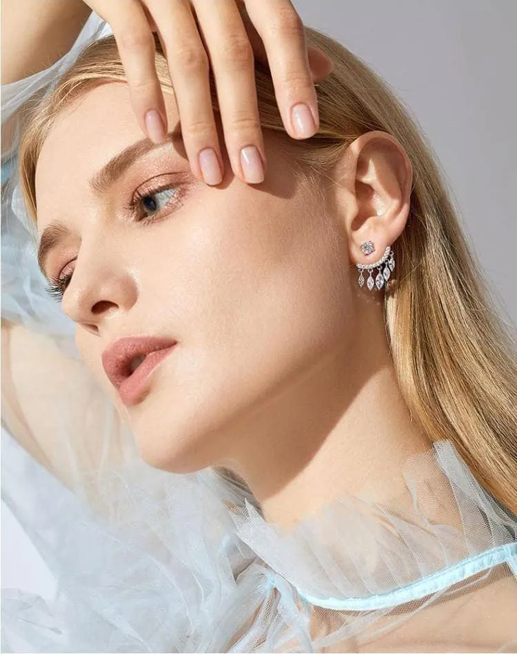 Created Diamond Magical Double Use Water Drip Tassel Earrings