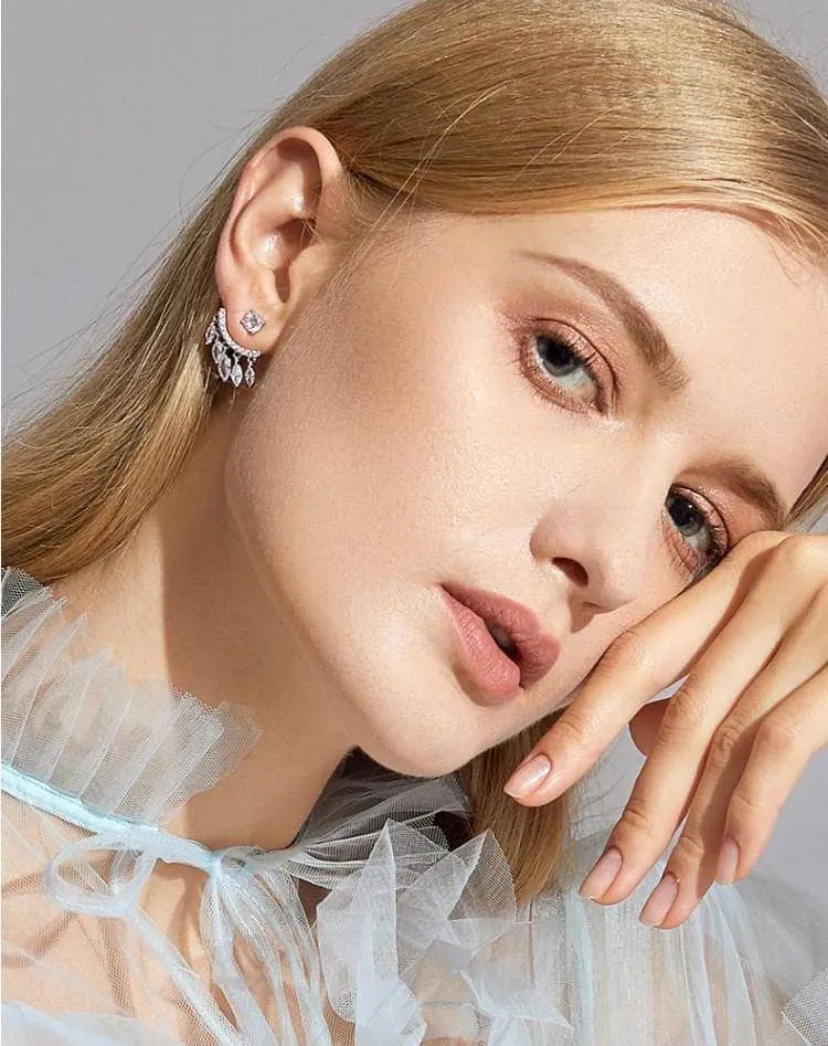 Created Diamond Magical Double Use Water Drip Tassel Earrings