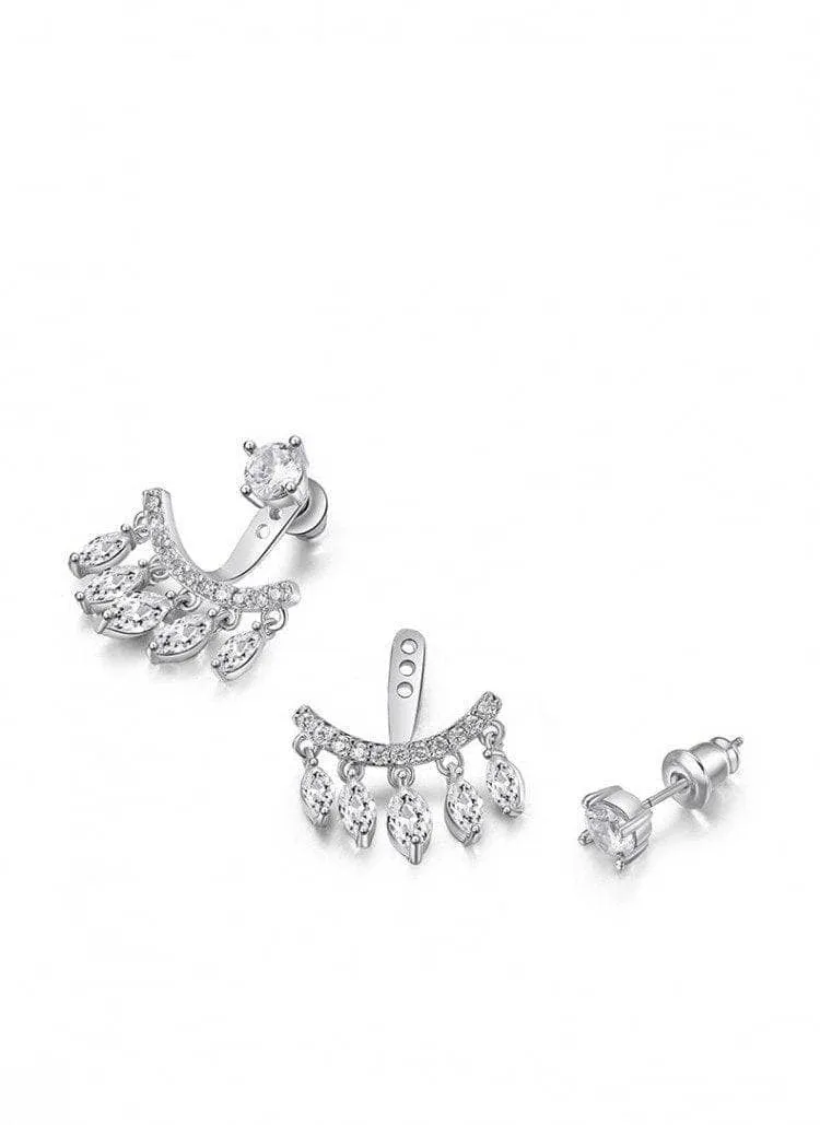 Created Diamond Magical Double Use Water Drip Tassel Earrings