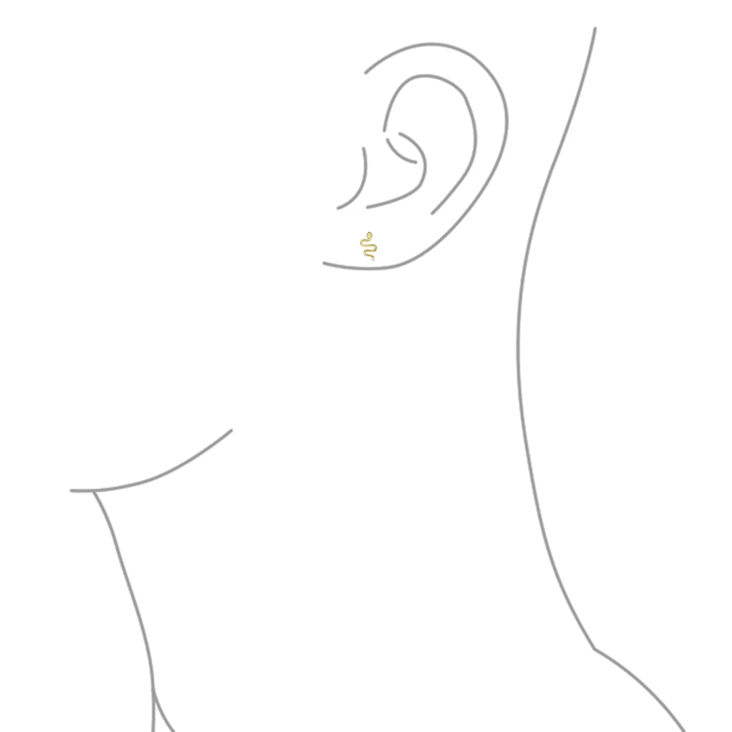 CZ Reptile Serpent Garden Snake Cartilage Piercing  Stud Earrings Real 14K Gold
