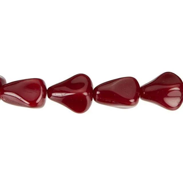 Czech Glass 12 x 10mm Red Opaline Old Style Drop Bead Strand by Raven's Journey