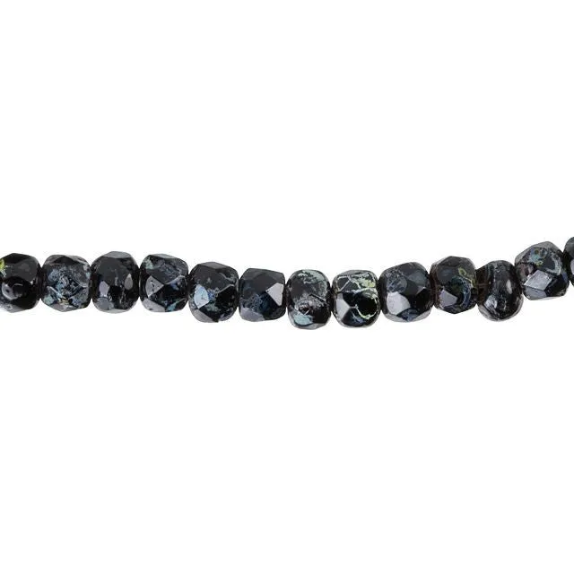 Czech Glass 2 x 3mm Jet with Picasso Finish Roundel Bead (50pc Pack) by Raven's Journey
