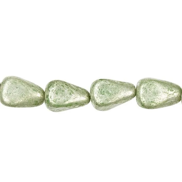Czech Glass Aqua Green Opaline with Speckled Mercury Finish Old Style Drop Bead Strand by Raven's Journey