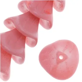 Czech Glass Beads Three Petal Flower 12mm Coated Baby Pink (12 pcs)
