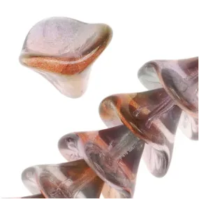 Czech Glass Beads Three Petal Flower 12mm Crystal/Pink Luster (1 Strand)