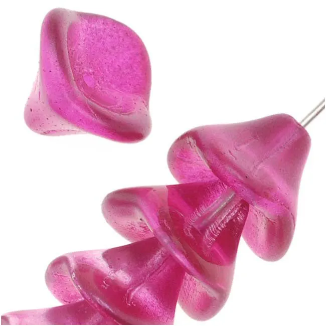 Czech Glass Beads Three Petal Flower 12mm Magenta Pearl (12 pcs)