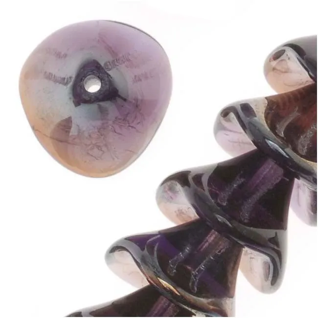 Czech Glass Beads Three Petal Flower 12mm Tanzanite Celsian (12 pcs)