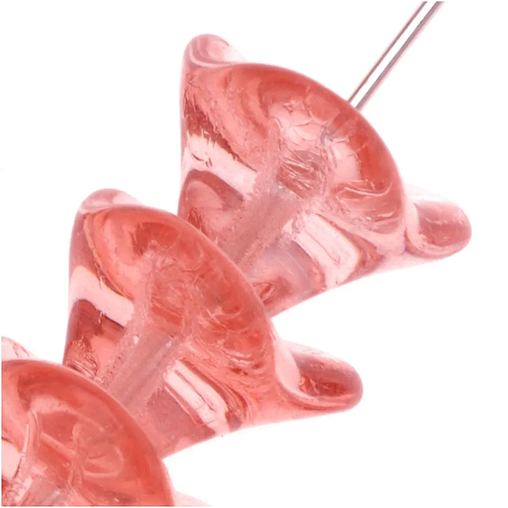 Czech Glass Beads Three Petal Flower 12mm Transluscent Peach Pink (1 Strand)