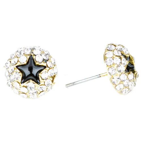 Dazzling Crystal Rhinestone Star Round Fashion Stud Post Earrings E1194 Gold