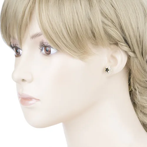 Dazzling Crystal Rhinestone Star Round Fashion Stud Post Earrings E1194 Gold