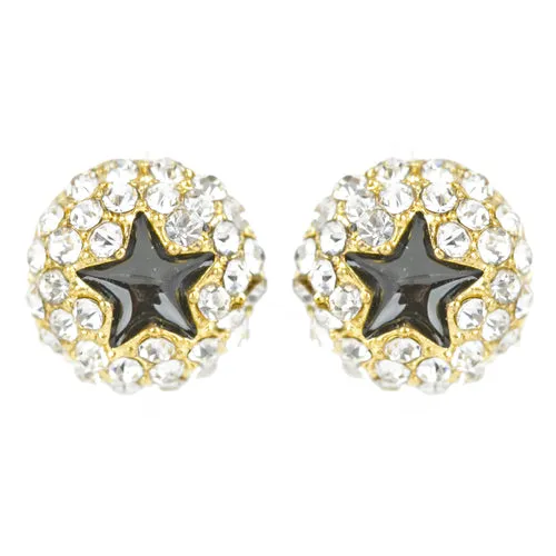Dazzling Crystal Rhinestone Star Round Fashion Stud Post Earrings E1194 Gold